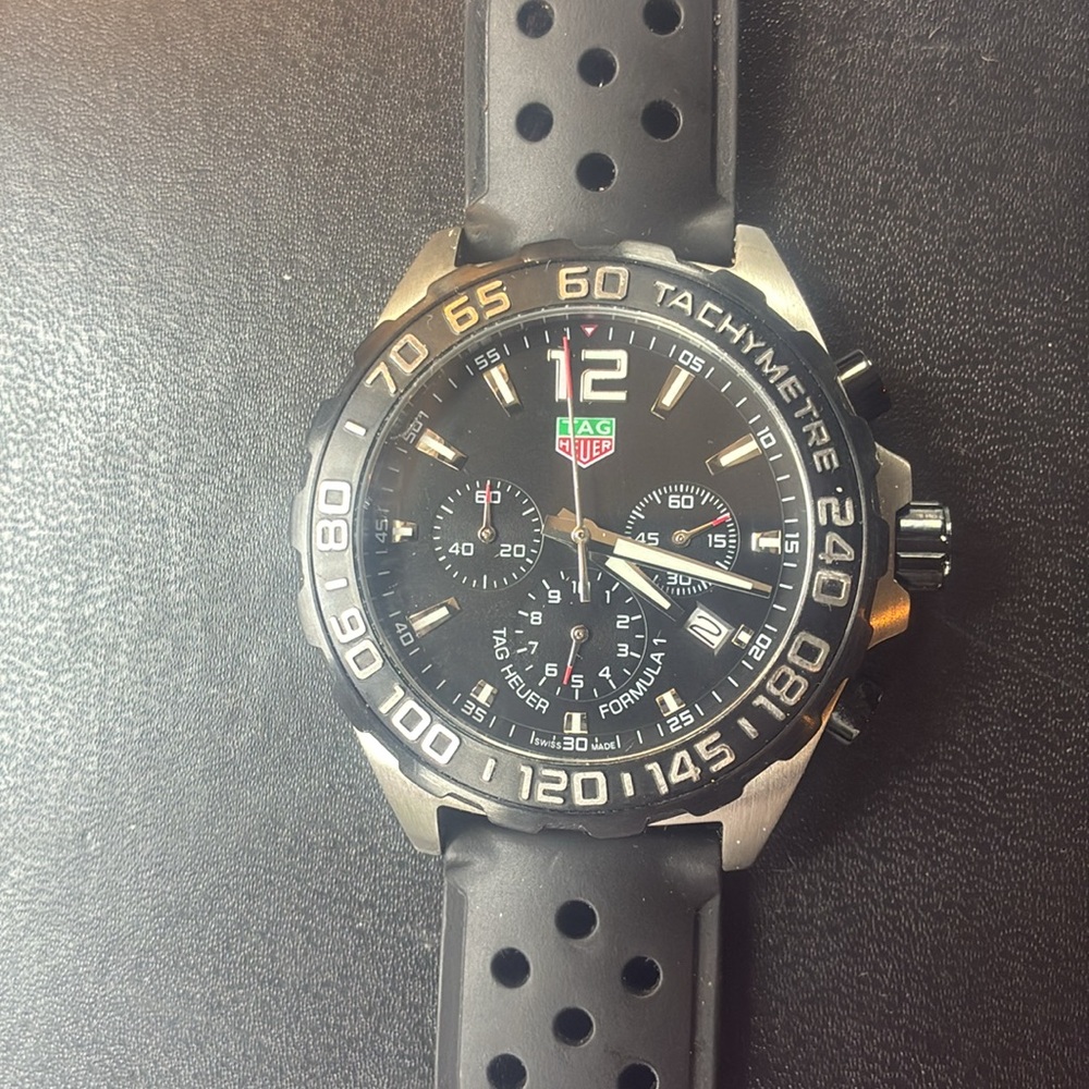 TAG Heuer Black and Silver Chronograph Watch